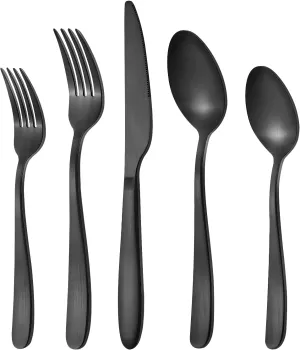 Matte Black Silverware Set for 8, Compralo 40 Pieces Black Flatware Set, Stainless Steel Tableware Cutlery Set Include Fork Spoon Knife, Kitchen Utensil Sets for Home and Restaurant