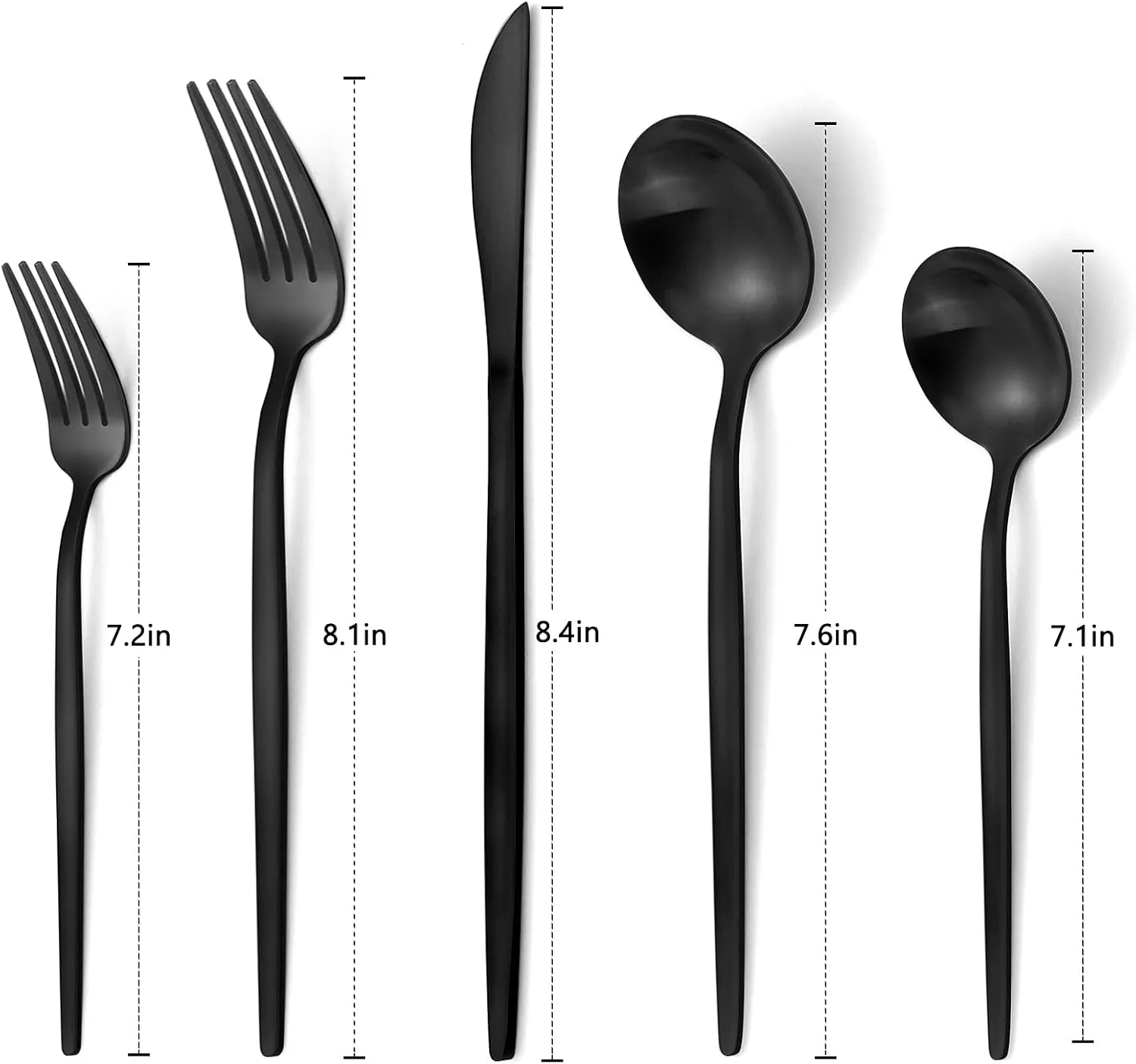Matte Black Silverware Set, VANVRO 40-Piece Stainless Steel Flatware Set, Satin Finish tableware Cutlery Set, Service for 8, Home and Restaurant, Dishwasher Safe