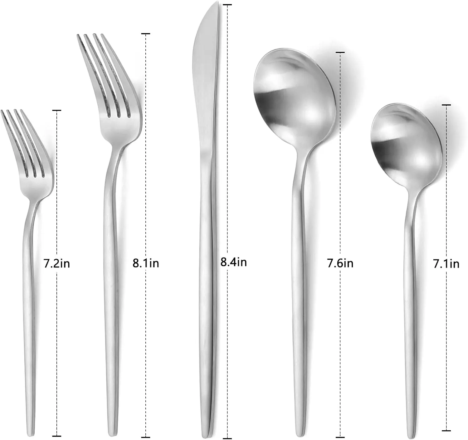 Matte Silverware Set, VANVRO 60-Piece Stainless Steel Flatware Set, Satin Finish tableware Cutlery Set, Service for 12, Home and Restaurant, Dishwasher Safe