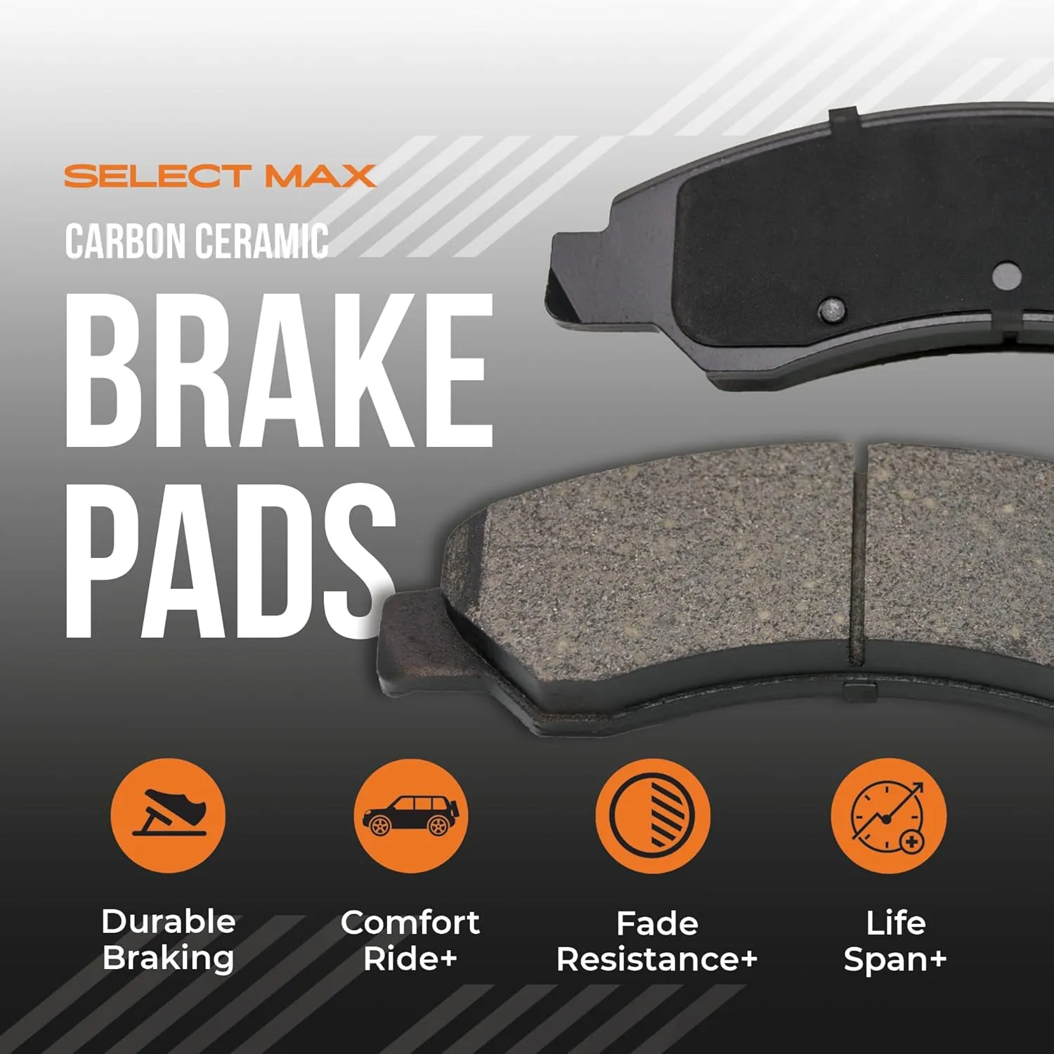 Max Advanced Brakes Rear Brake Pad Compatible With 1995-1999 2000 2001 2002 2003 2004 2005 2006 2007 2008 2009 2010 2011 2012 Eclipse w/ 3.8 V6 Engine Galant Ralliart, Carbon Ceramic Pad w/Hardware