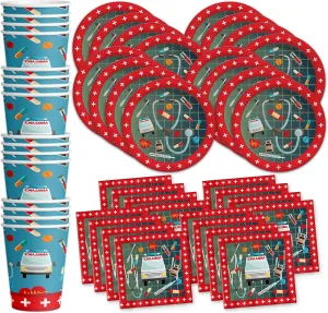 Medical- Doctor & Nurse Birthday Party Supplies Set Plates Napkins Cups Tableware Kit for 16