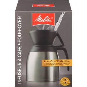 Melitta Pour-Over Coffee Brewer & Stainless Steel Carafe Set with Coffee Filters, 60 Ounce Set