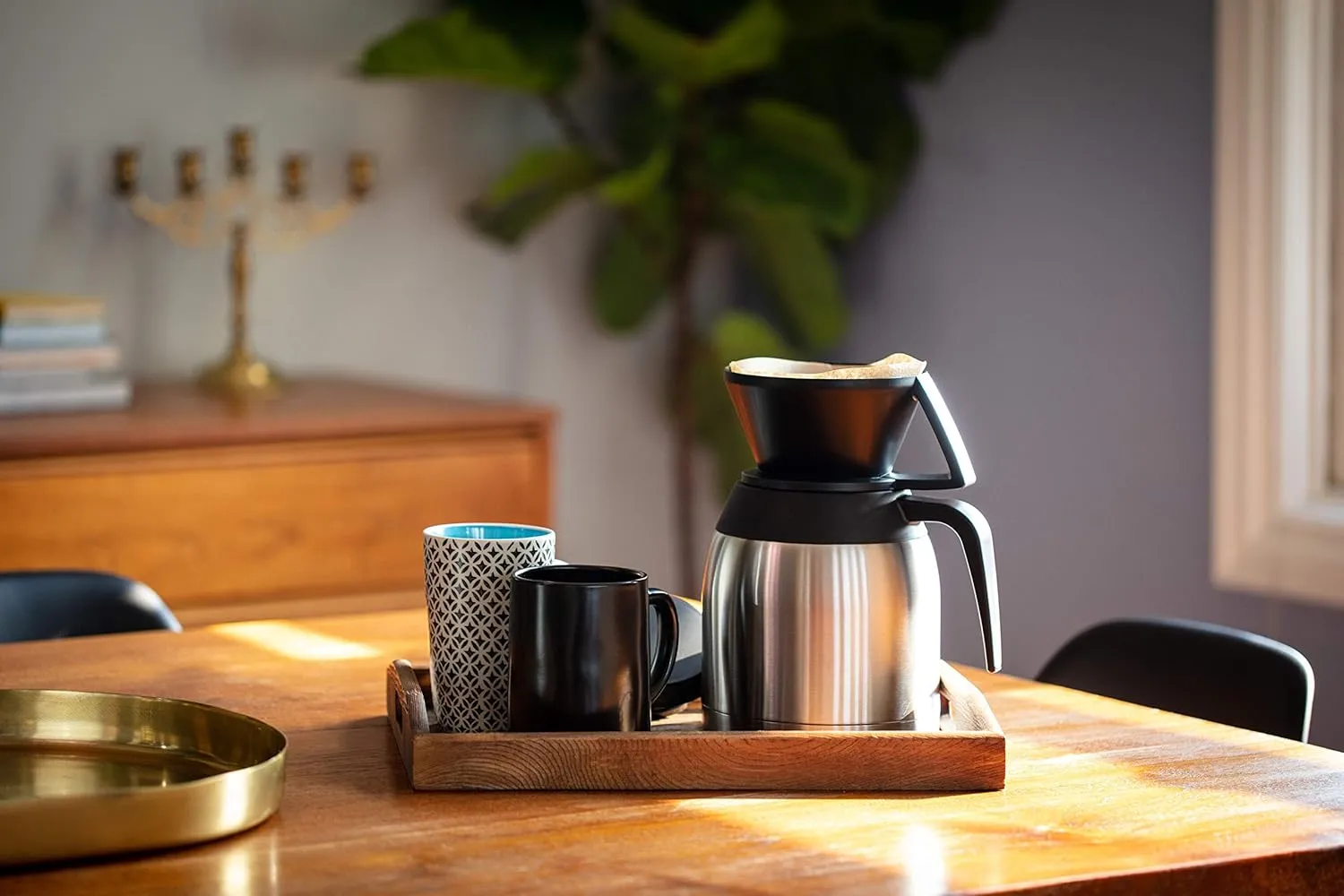 Melitta Pour-Over Coffee Brewer & Stainless Steel Carafe Set with Coffee Filters, 60 Ounce Set