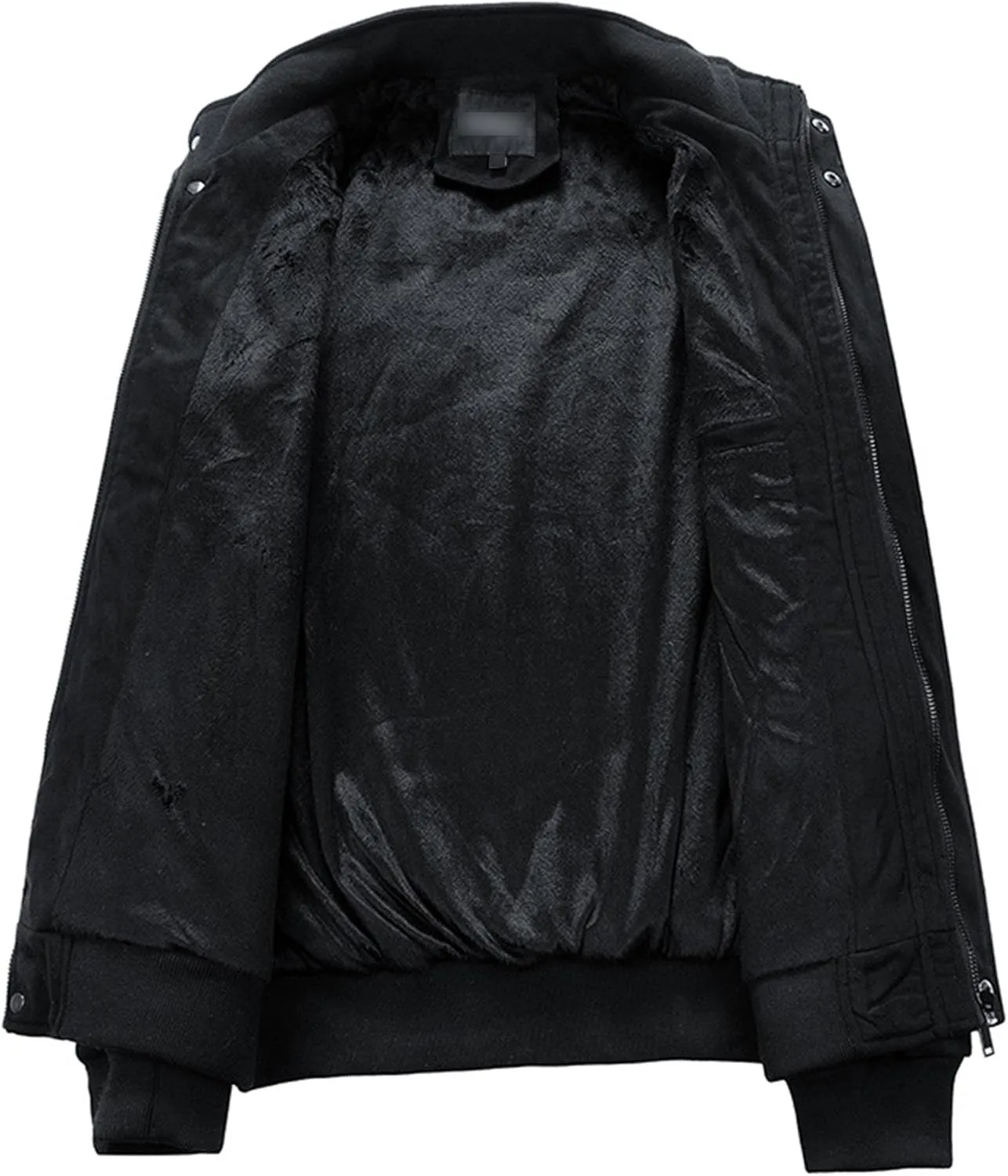 Men's Classic Leather Suede Jacket Stand Collar Soft Bomber Varsity Jackets Faux Suede Warm Vintage Men Coats