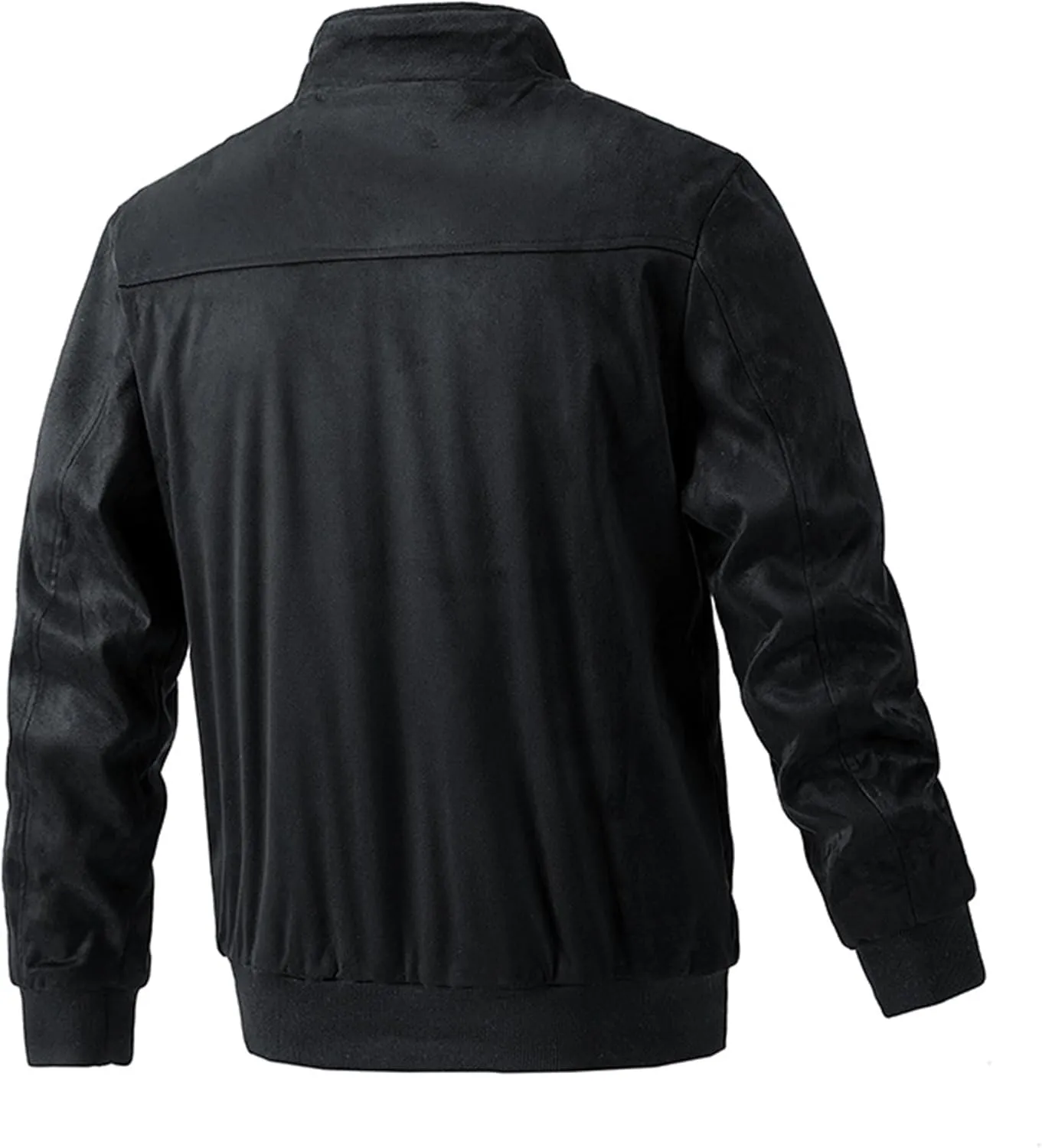 Men's Classic Leather Suede Jacket Stand Collar Soft Bomber Varsity Jackets Faux Suede Warm Vintage Men Coats