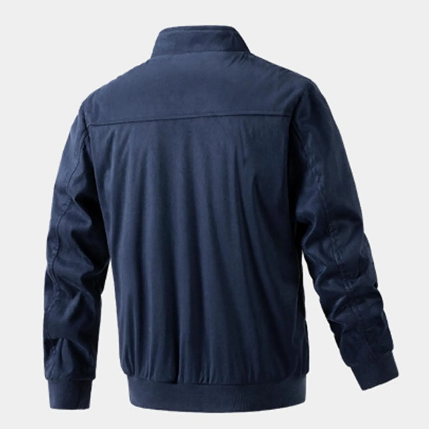 Men's Classic Leather Suede Jacket Stand Collar Soft Bomber Varsity Jackets Faux Suede Warm Vintage Men Coats