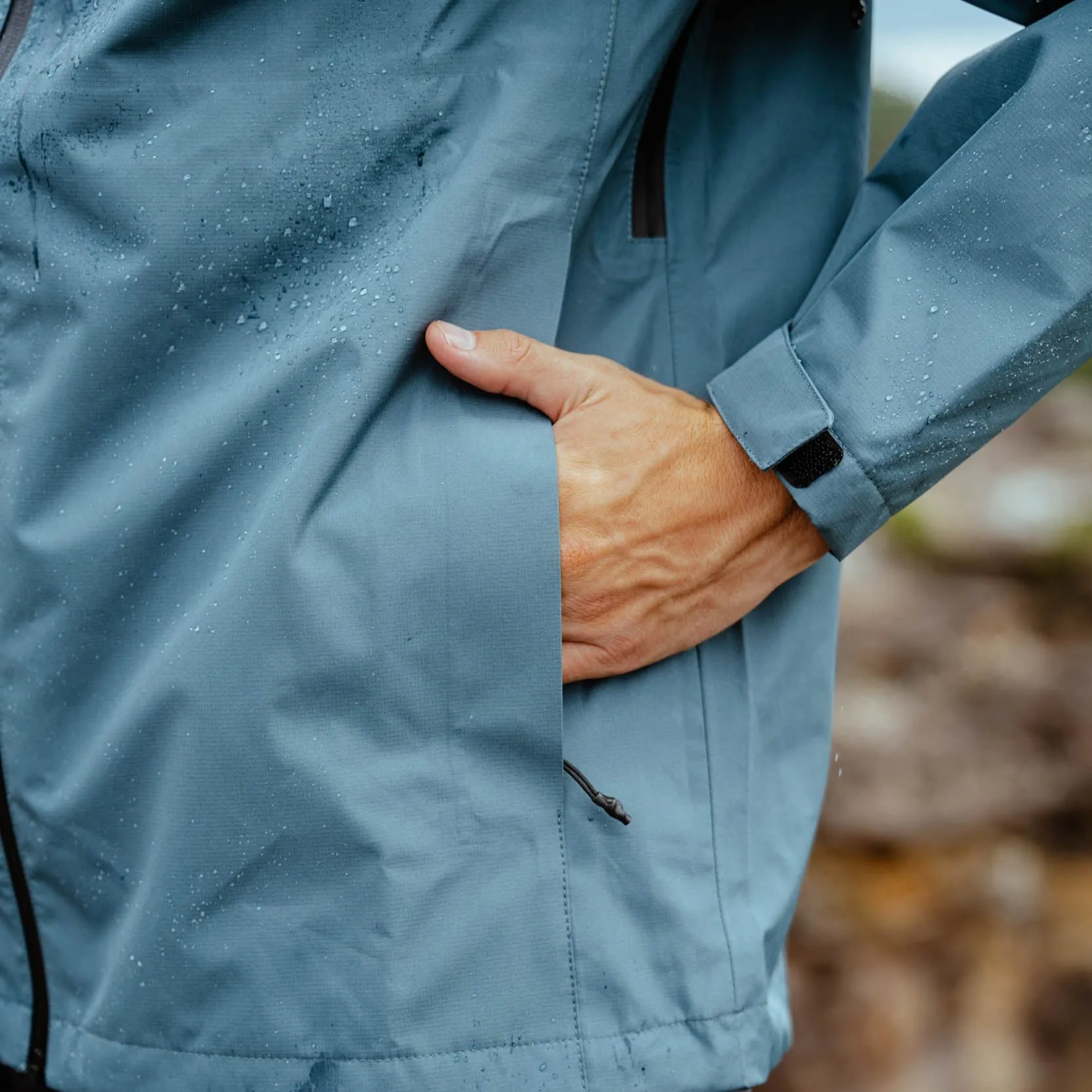 Mens Horizon 3L Rain Jacket Blue Lake