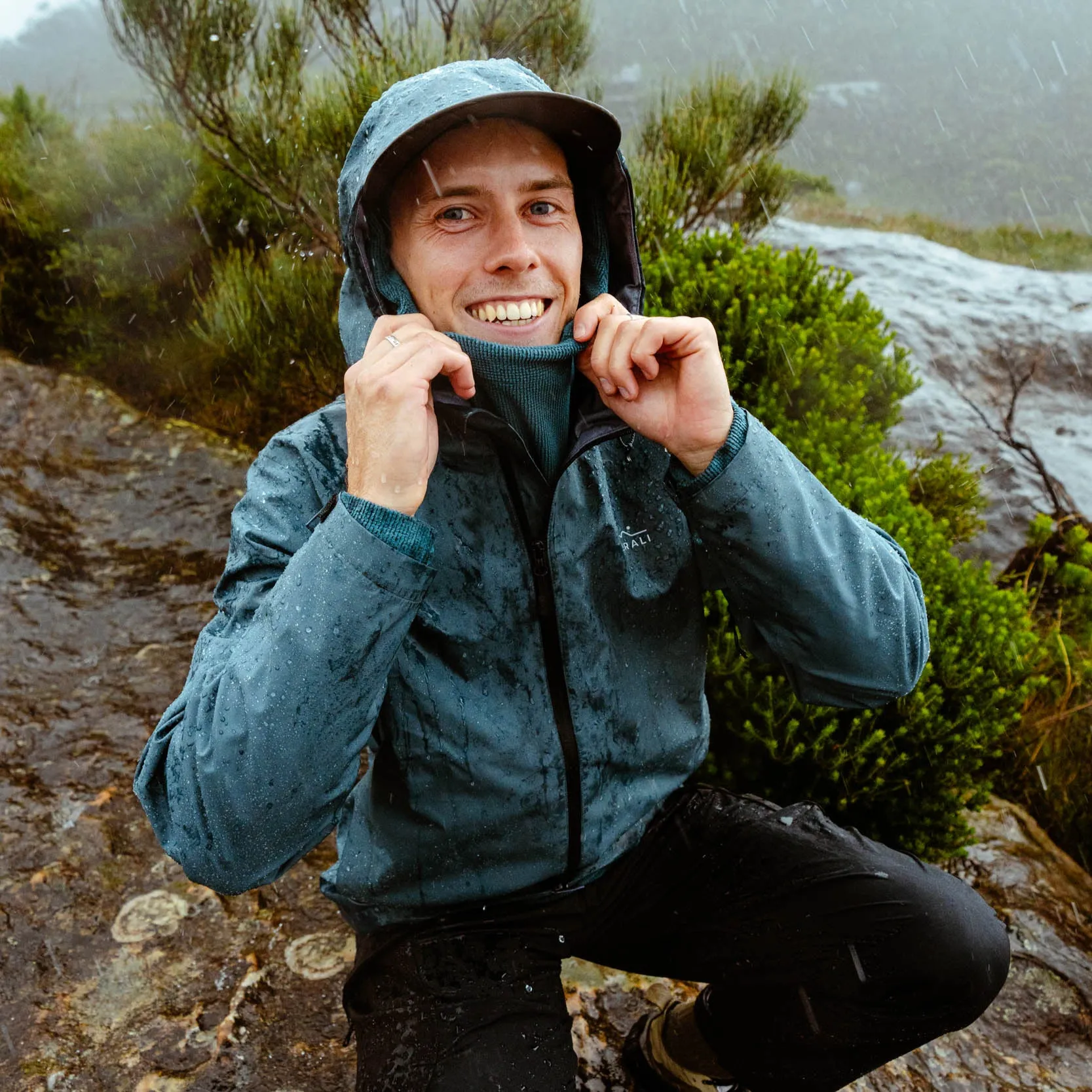Mens Horizon 3L Rain Jacket Blue Lake