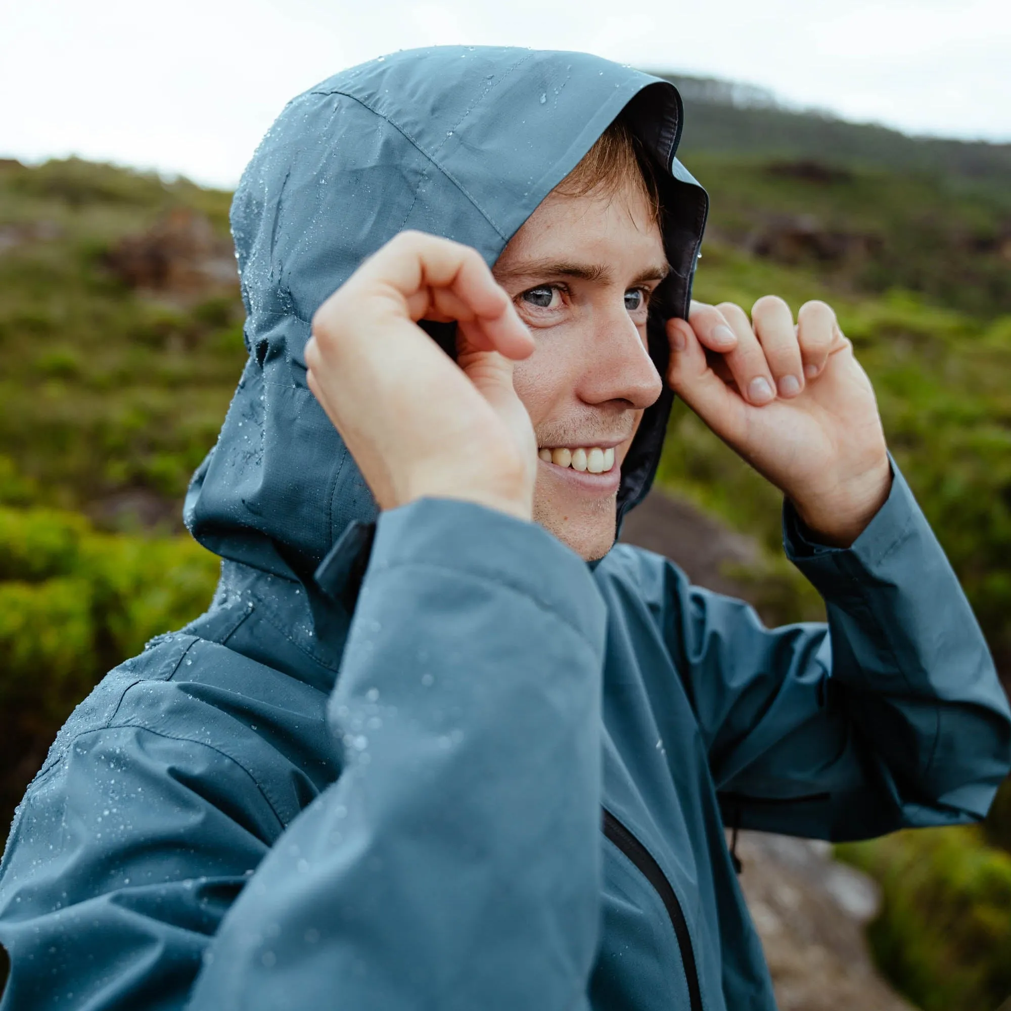 Mens Horizon 3L Rain Jacket Blue Lake