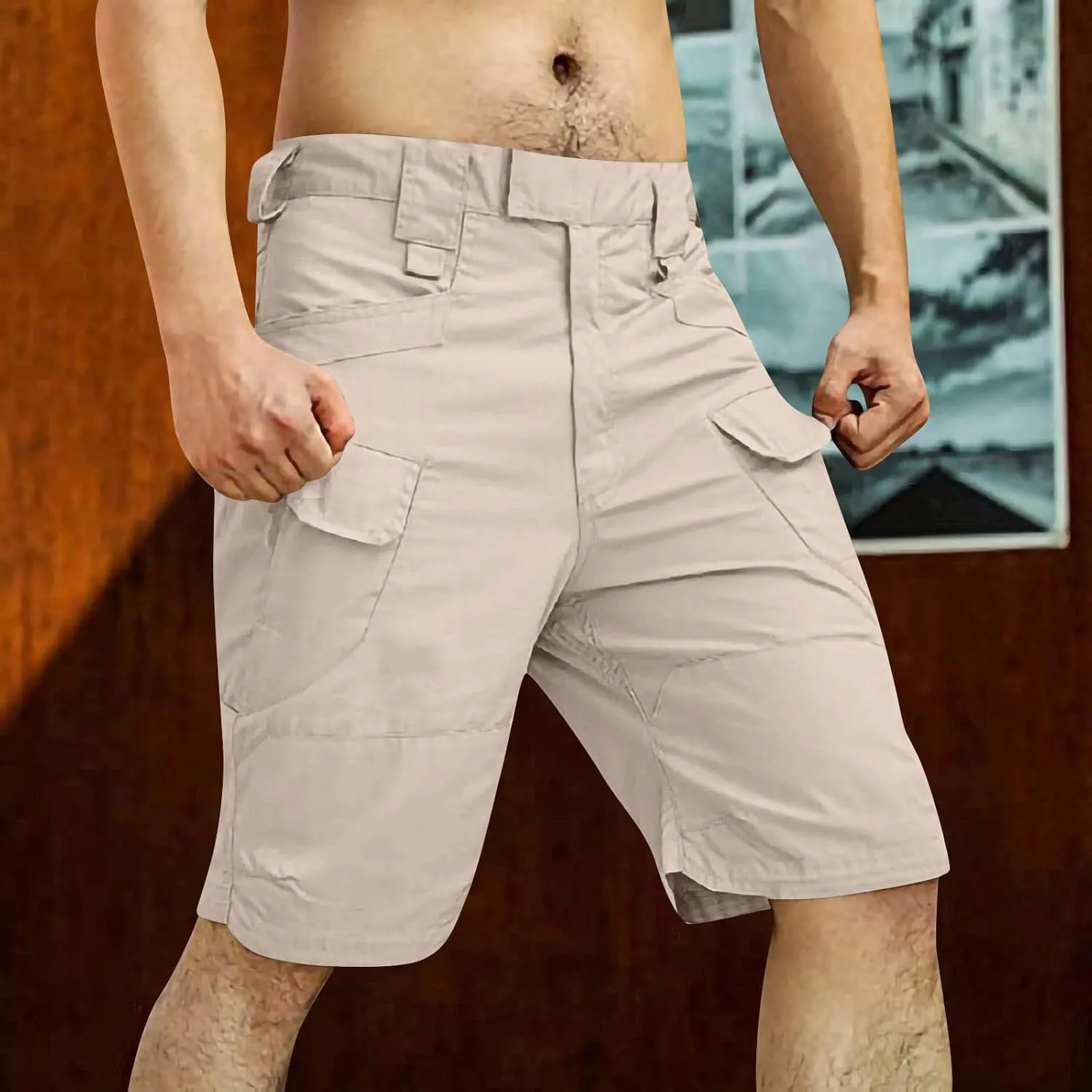 Men's Khaki Shorts Sports Pocket Workwear Casual Loose Shorts Jogging Mens Tactical