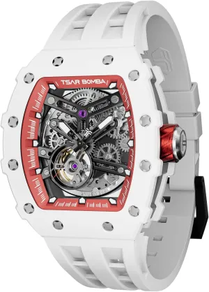 Mens Luxury Watch Automatic Watches for Men 50M Waterproof Japanese Mechanical Movement Tonneau Stainless Steel Case Sapphire Glass Big Face Watch Cool Unique Fashion Gift for Men