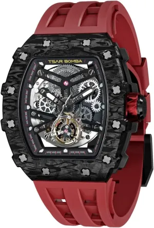 Mens Luxury Watch Automatic Watches for Men 50M Waterproof Japanese Mechanical Movement Tonneau Stainless Steel Case Sapphire Glass Big Face Watch Cool Unique Fashion Gift for Men