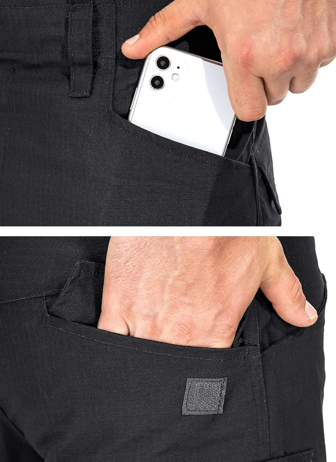 Men's Tactical Pants Camo Cargo Pants Ripstop Work Hiking Pants with 10 Pockets No Belt