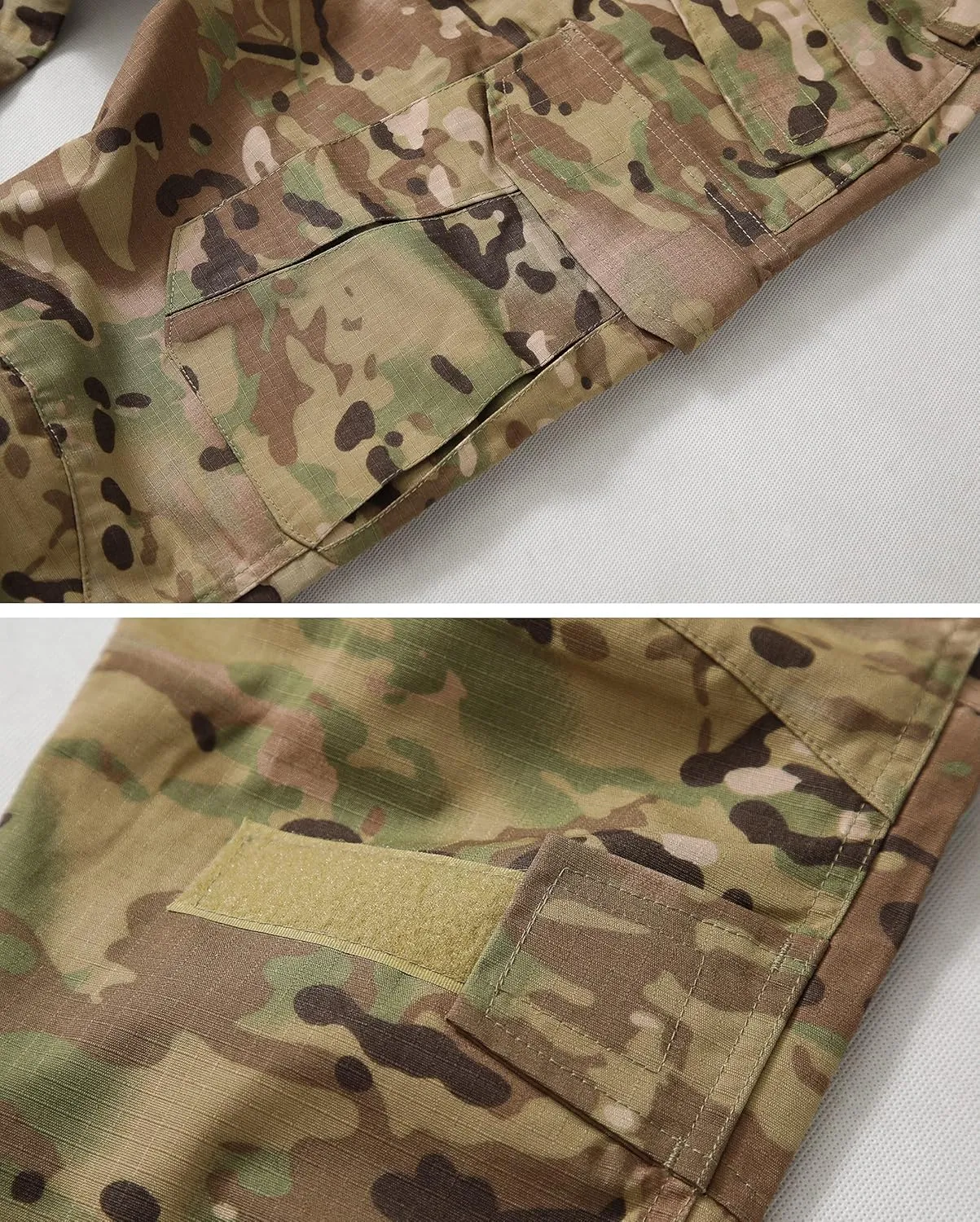 Men's Tactical Pants Camo Cargo Pants Ripstop Work Hiking Pants with 10 Pockets No Belt