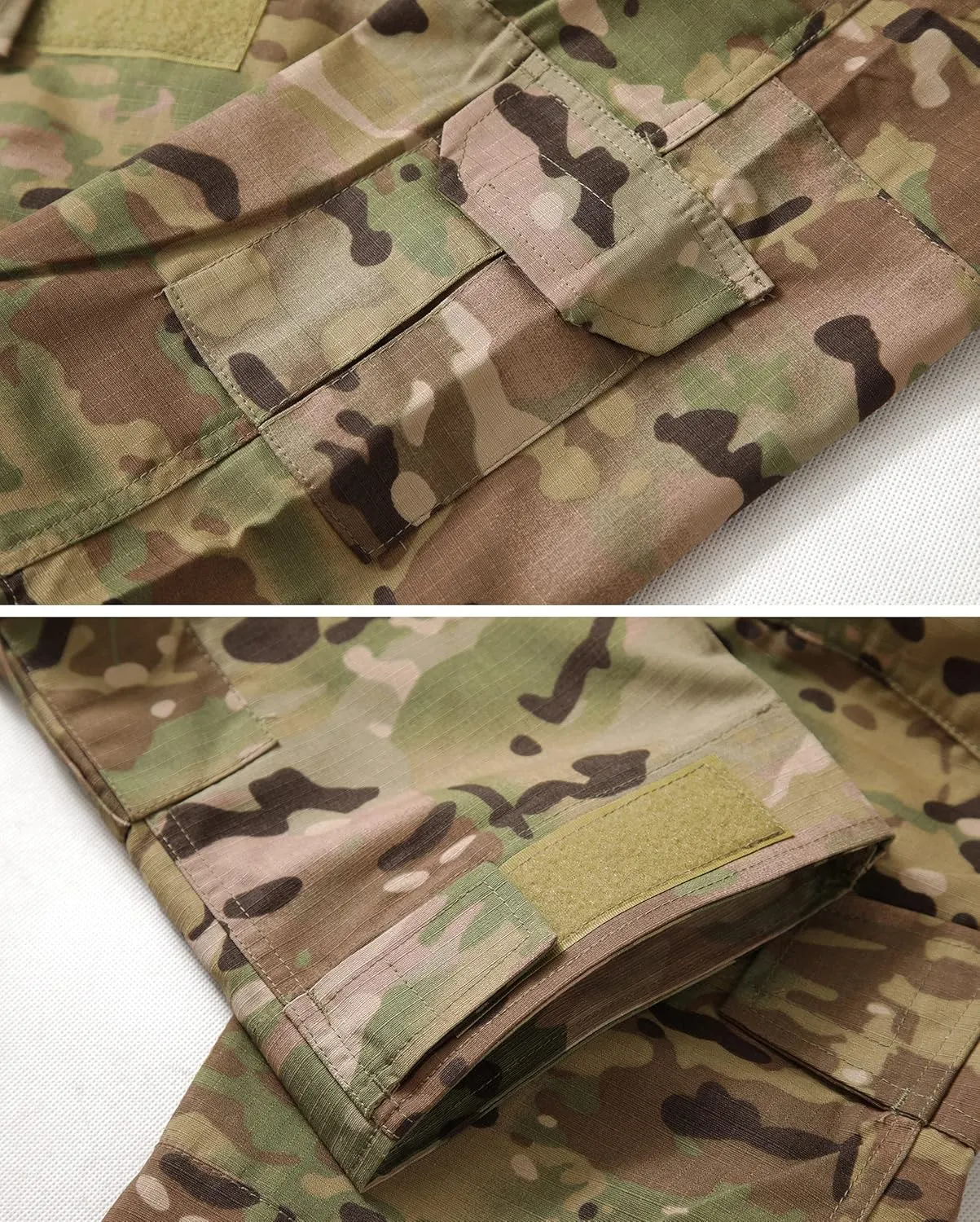 Men's Tactical Pants Camo Cargo Pants Ripstop Work Hiking Pants with 10 Pockets No Belt