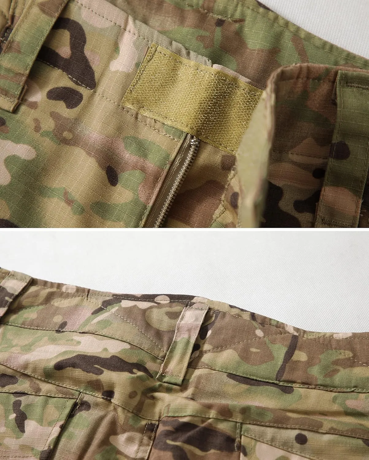 Men's Tactical Pants Camo Cargo Pants Ripstop Work Hiking Pants with 10 Pockets No Belt