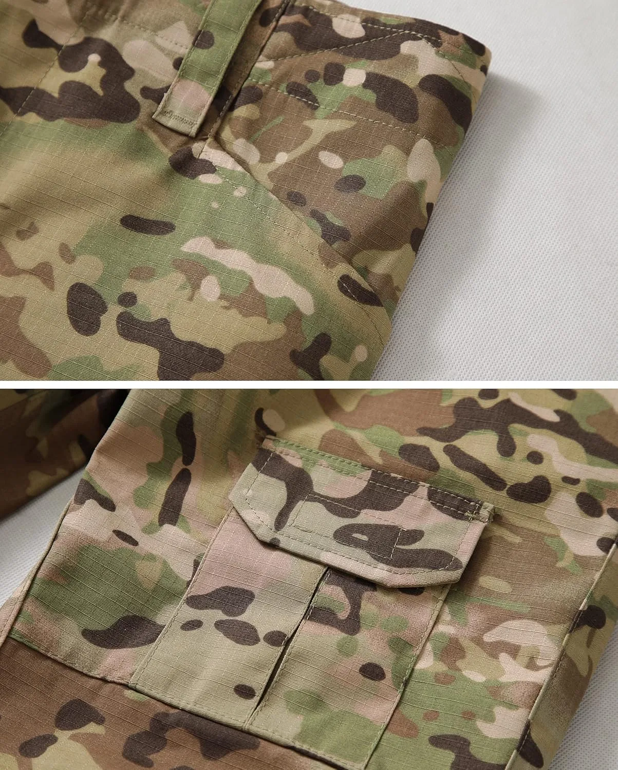 Men's Tactical Pants Camo Cargo Pants Ripstop Work Hiking Pants with 10 Pockets No Belt