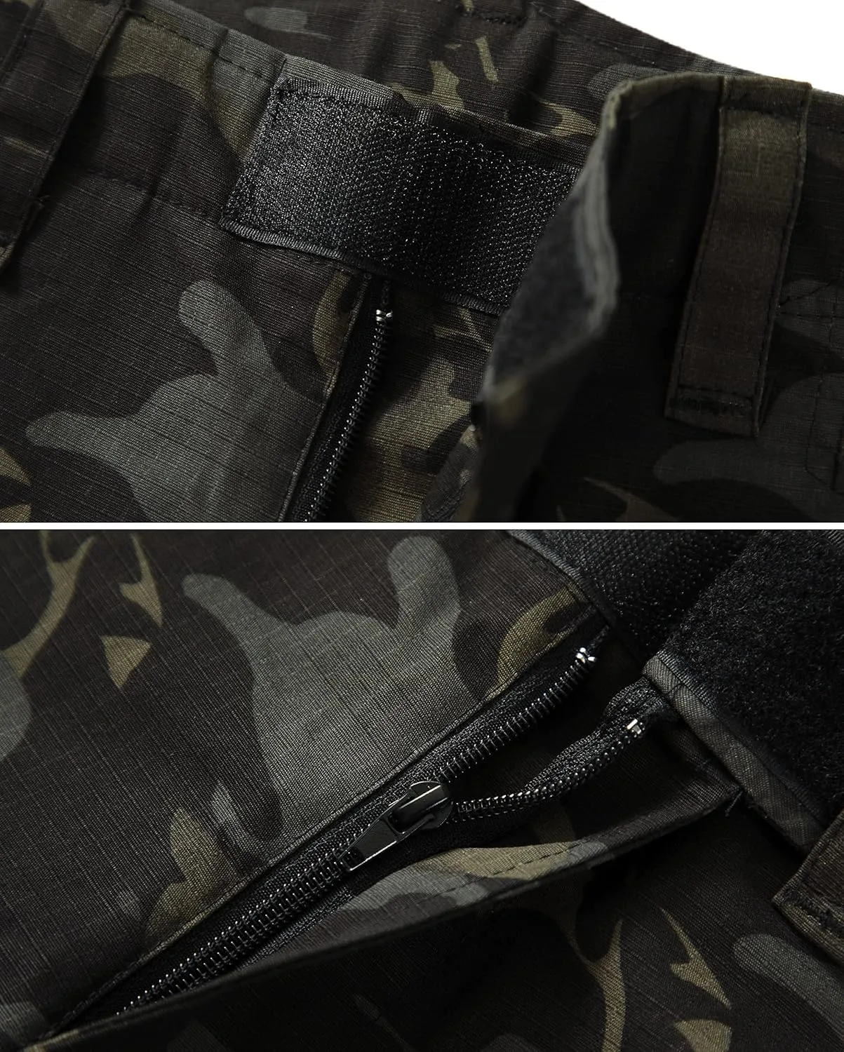 Men's Tactical Pants Camo Cargo Pants Ripstop Work Hiking Pants with 10 Pockets No Belt