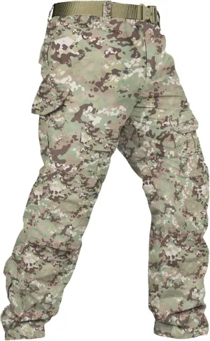 Men's Tactical Pants Camo Cargo Pants Ripstop Work Hiking Pants with 10 Pockets No Belt