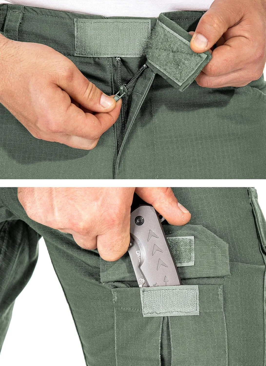 Men's Tactical Pants Camo Cargo Pants Ripstop Work Hiking Pants with 10 Pockets No Belt
