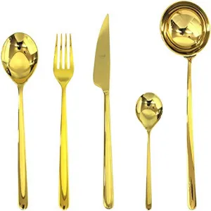 MEPRA 30-Piece Linea Bronzo Moka Cutlery Set, Polished Copper Finish, Dishwasher Safe Cutlery