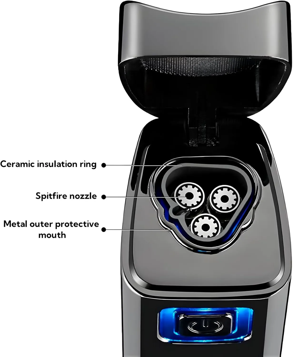Metal Jet Flame Lighter - Triple Jet Flame Refillable Butane Windproof Lighter with Punch Rest Holder (3 pcs)