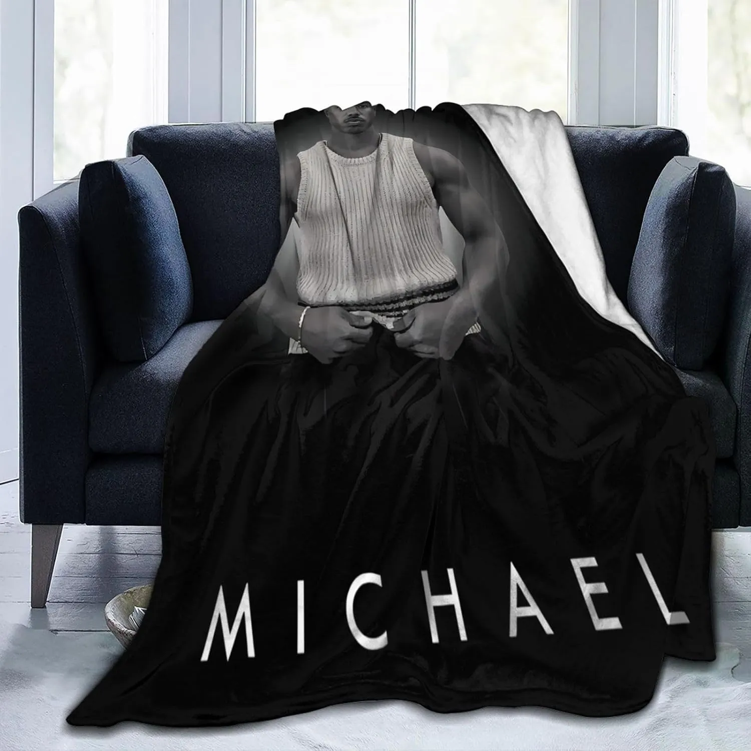 Michael B. Jordan Blanket Flannel Fleece Printed Throw Blankets Ultra Soft Micro Warm Blanket for All Season Bedding Chair Sofa Couch Bed 50"x40"