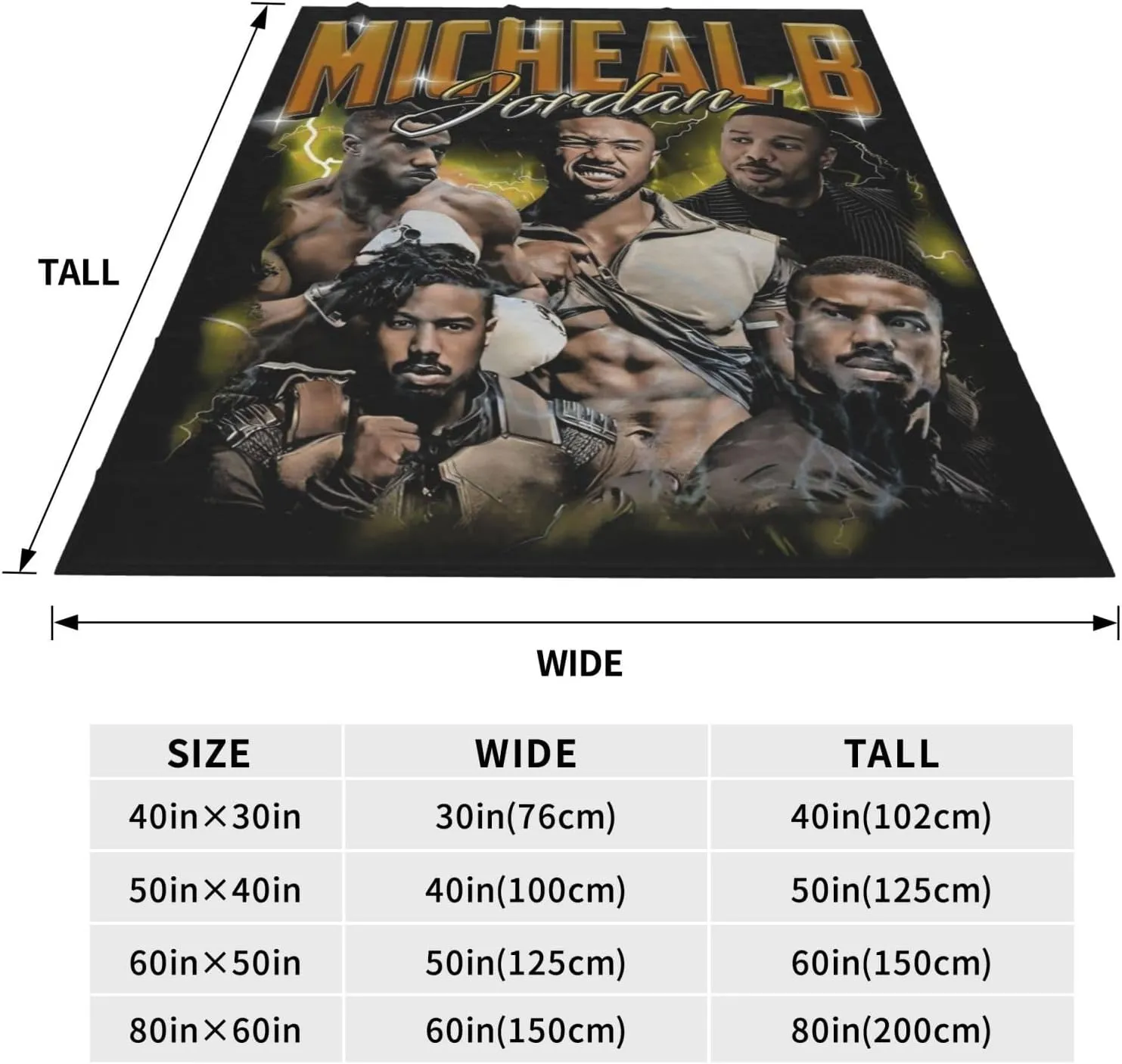 Michael B. Jordan Blanket Flannel Fleece Printed Throw Blankets Ultra Soft Micro Warm Blanket for All Season Bedding Chair Sofa Couch Bed 50"x40"