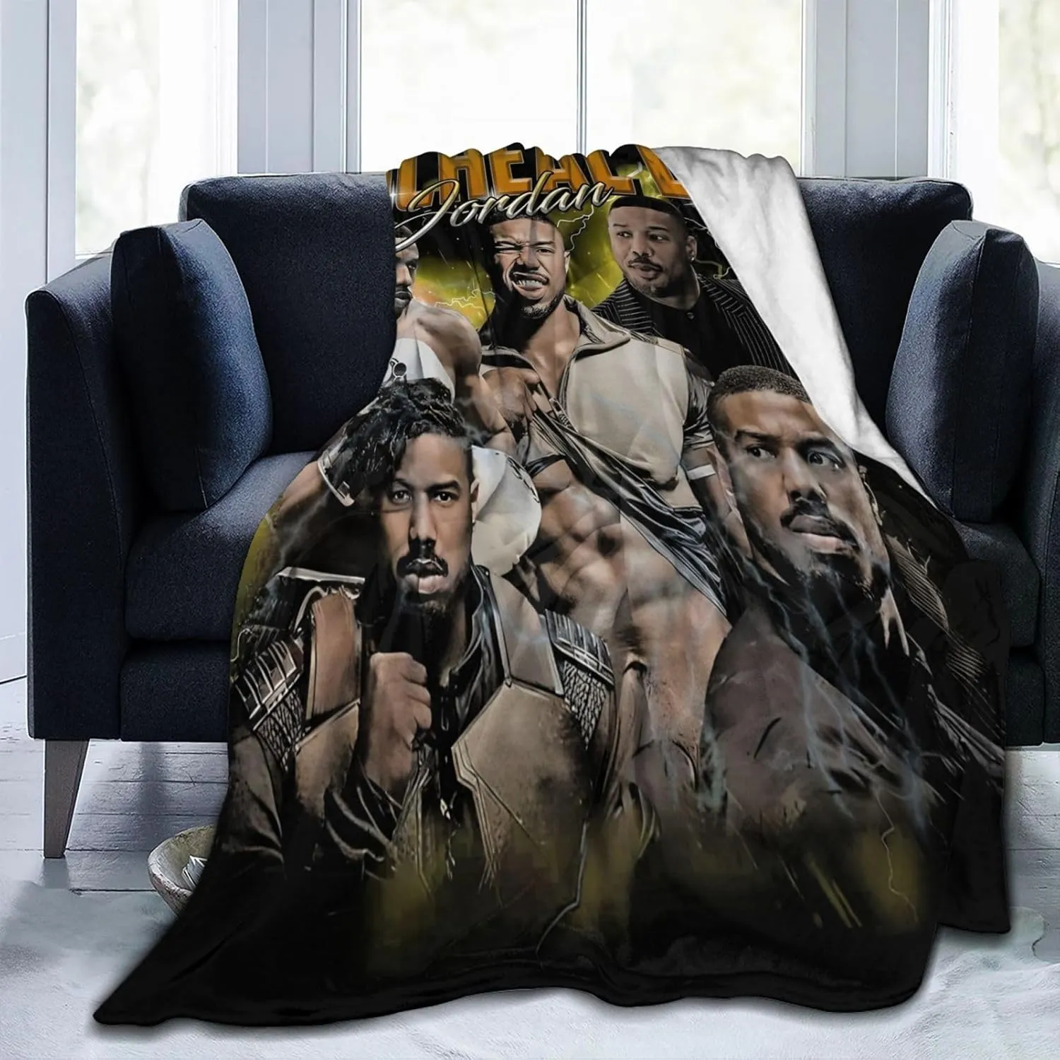 Michael B. Jordan Blanket Flannel Fleece Printed Throw Blankets Ultra Soft Micro Warm Blanket for All Season Bedding Chair Sofa Couch Bed 50"x40"