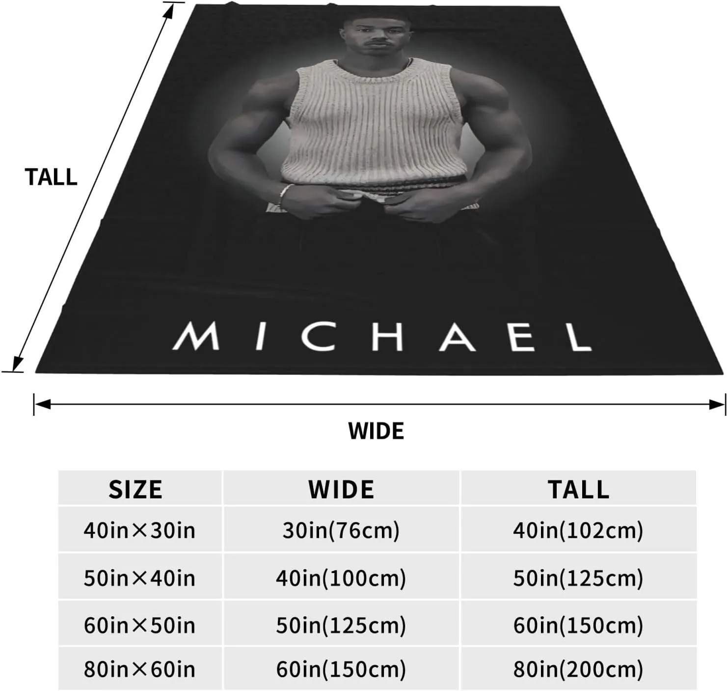 Michael B. Jordan Blanket Flannel Fleece Printed Throw Blankets Ultra Soft Micro Warm Blanket for All Season Bedding Chair Sofa Couch Bed 50"x40"