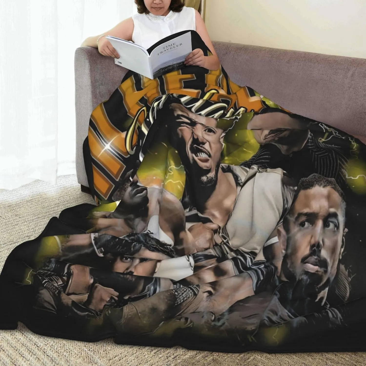 Michael B. Jordan Blanket Flannel Fleece Printed Throw Blankets Ultra Soft Micro Warm Blanket for All Season Bedding Chair Sofa Couch Bed 50"x40"