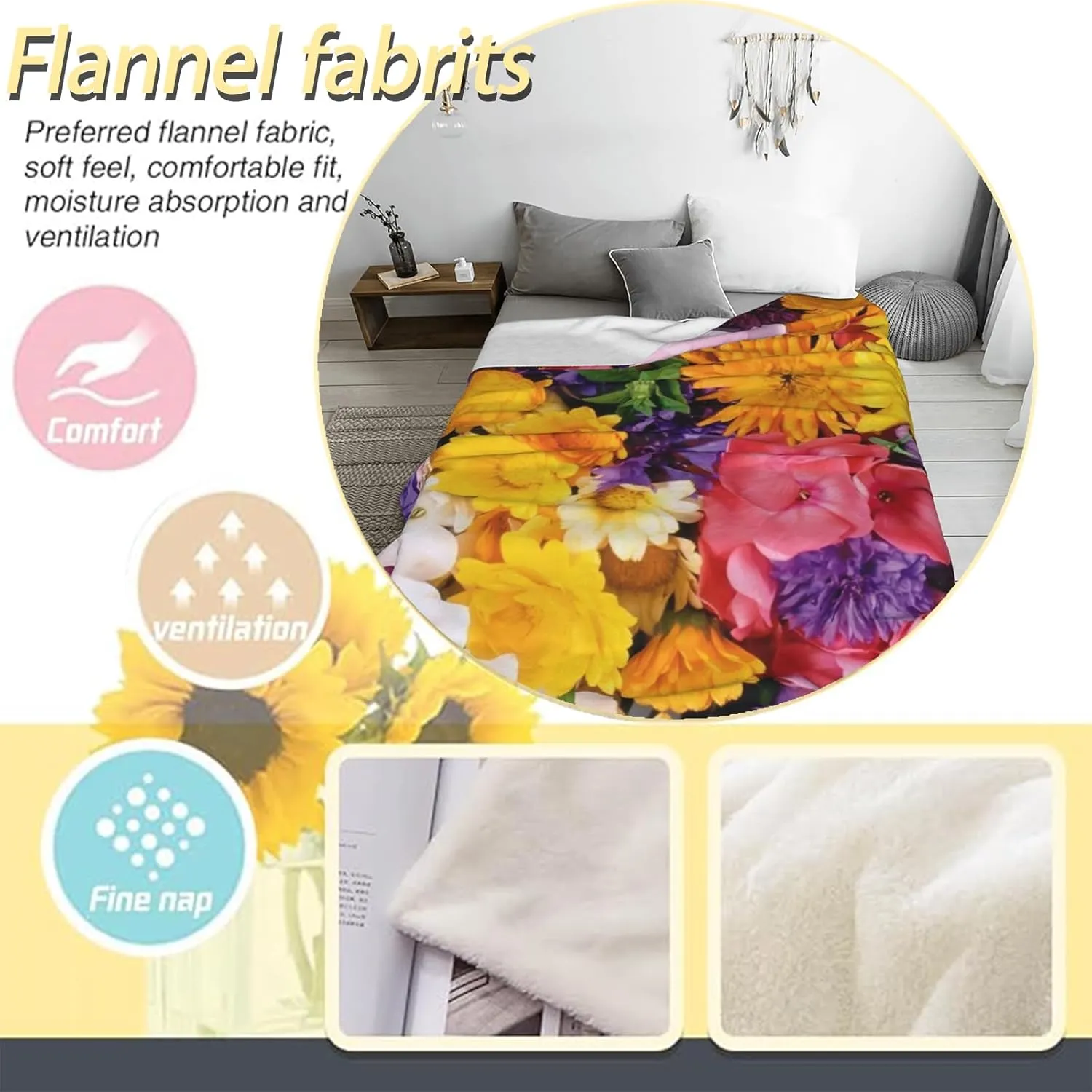 Midnight Bloom Floral Throw Blanket for Couch Outdoor Camping Bedroom Decor, Elegant Blue White Flower, Super Soft Cozy Warm Fluffy Fleece Blankets Gifts for Kids Adults Women, 80x60 Inch