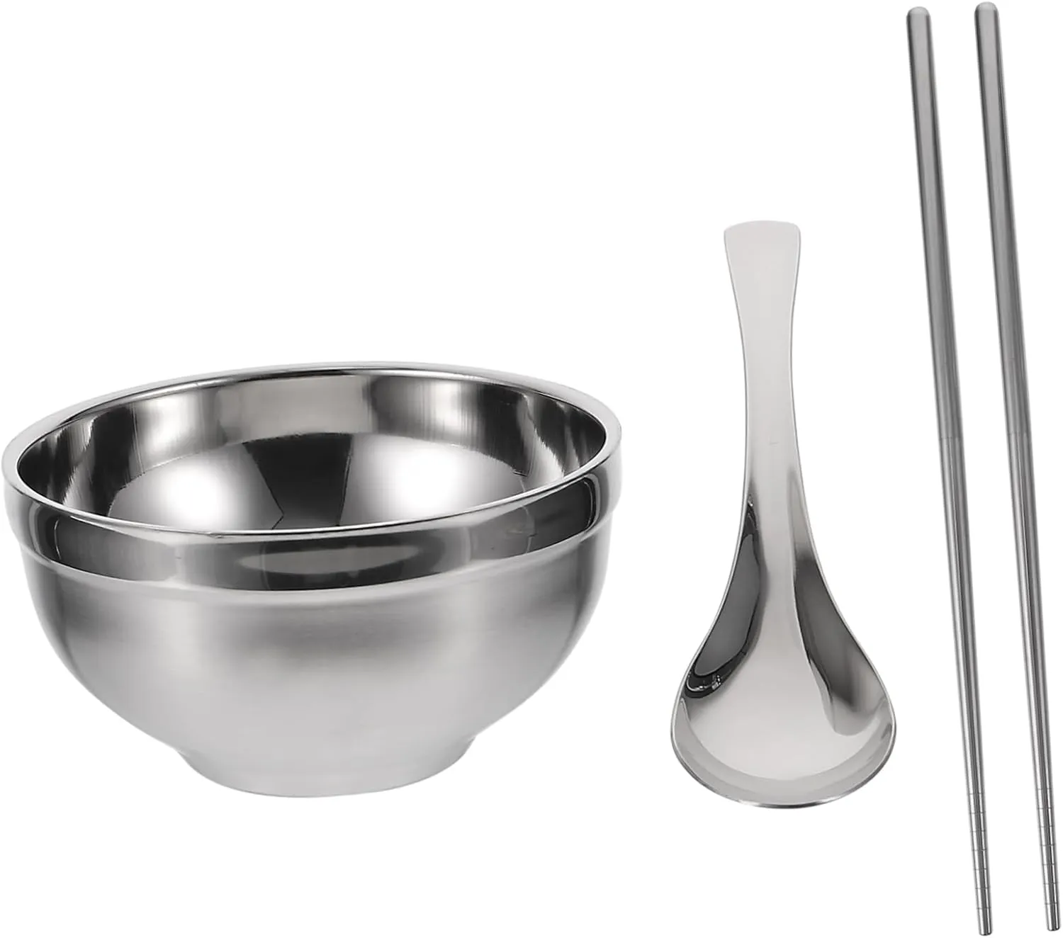 Mobestech Stainless Steel Chopsticks Spoon Set Lunch Box Utensils Bowl Spoon Portable for Traveling Camping School