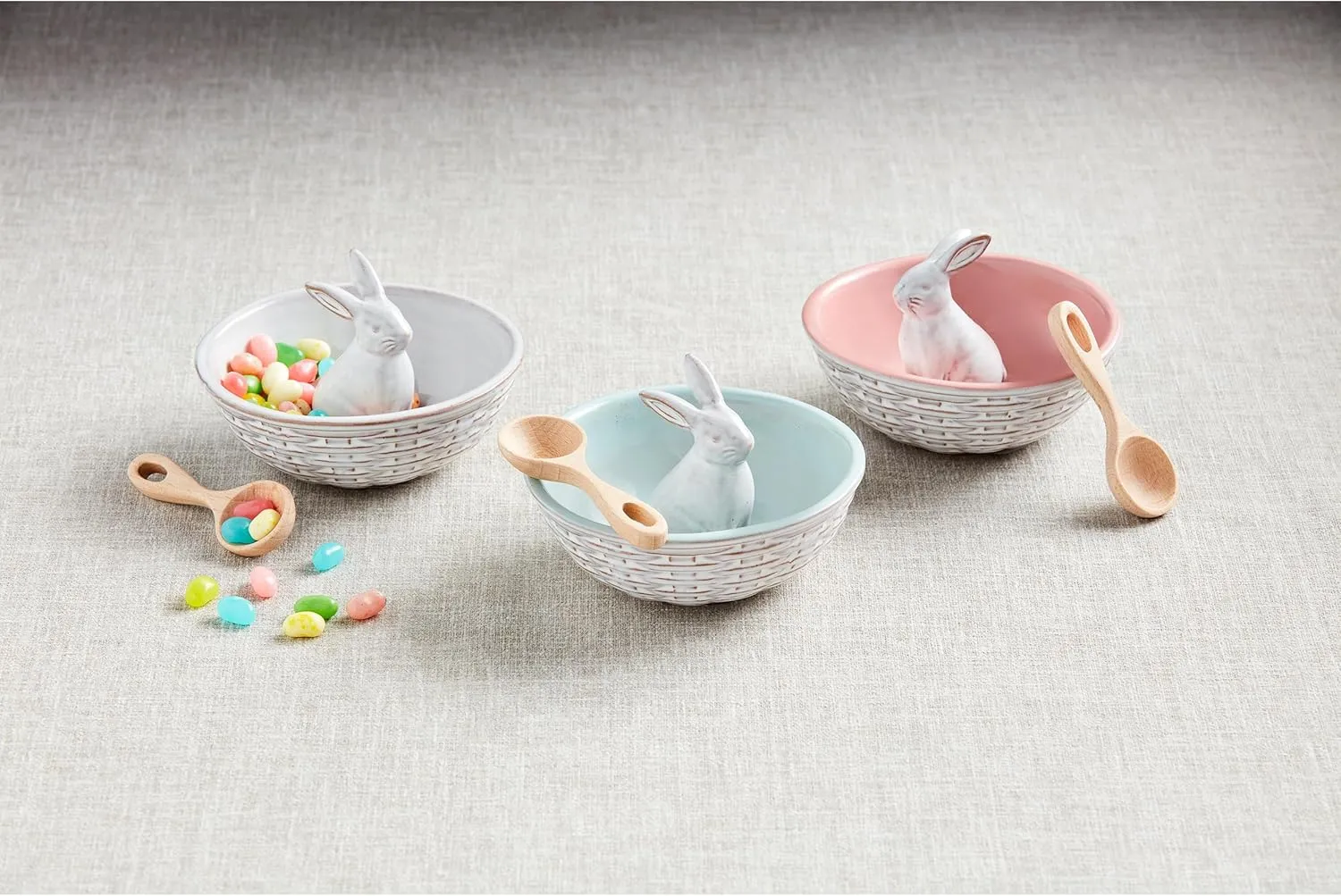 Mud Pie Bunny Bowl Tidbit, 5.75" dia x 4" spoon: 3.5", BLUE