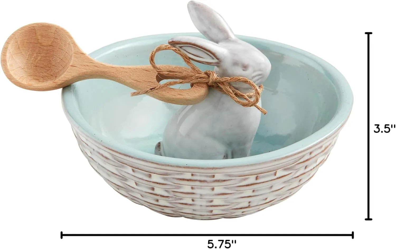 Mud Pie Bunny Bowl Tidbit, 5.75" dia x 4" spoon: 3.5", BLUE