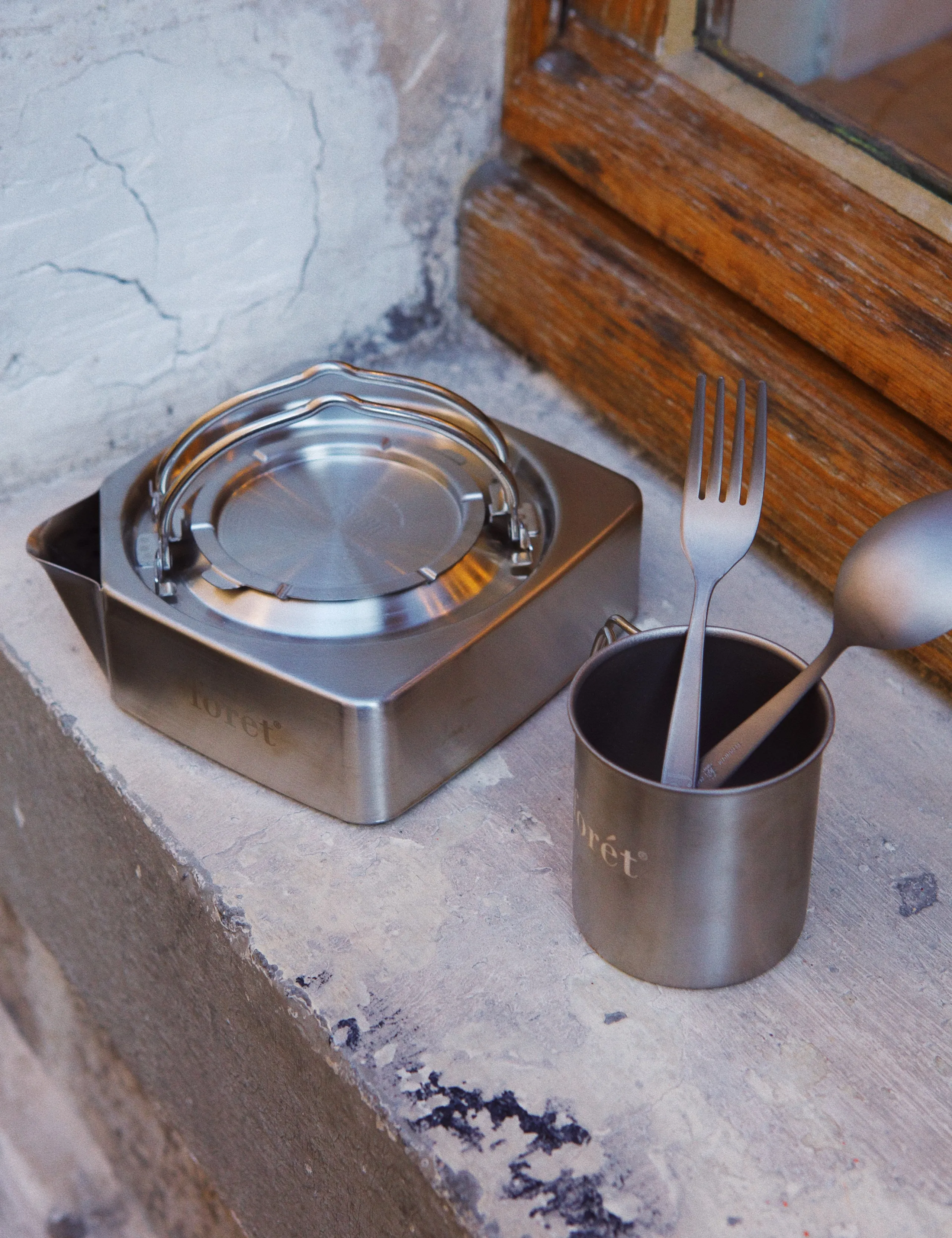 MURANOKAJIYA X FORÉT - FORK & SPOON SET - TITANIUM