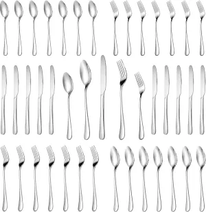 MUTNITT 30 Pcs Silverware Set Service for 6,Premium Stainless Steel Flatware Set,Mirror Polished Cutlery Utensil Sets,Durable Kitchen Eating Tableware Sets,Include Fork Knife Spoon,Dishwasher Safe