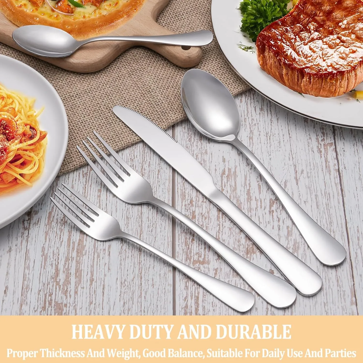 MUTNITT 30 Pcs Silverware Set Service for 6,Premium Stainless Steel Flatware Set,Mirror Polished Cutlery Utensil Sets,Durable Kitchen Eating Tableware Sets,Include Fork Knife Spoon,Dishwasher Safe
