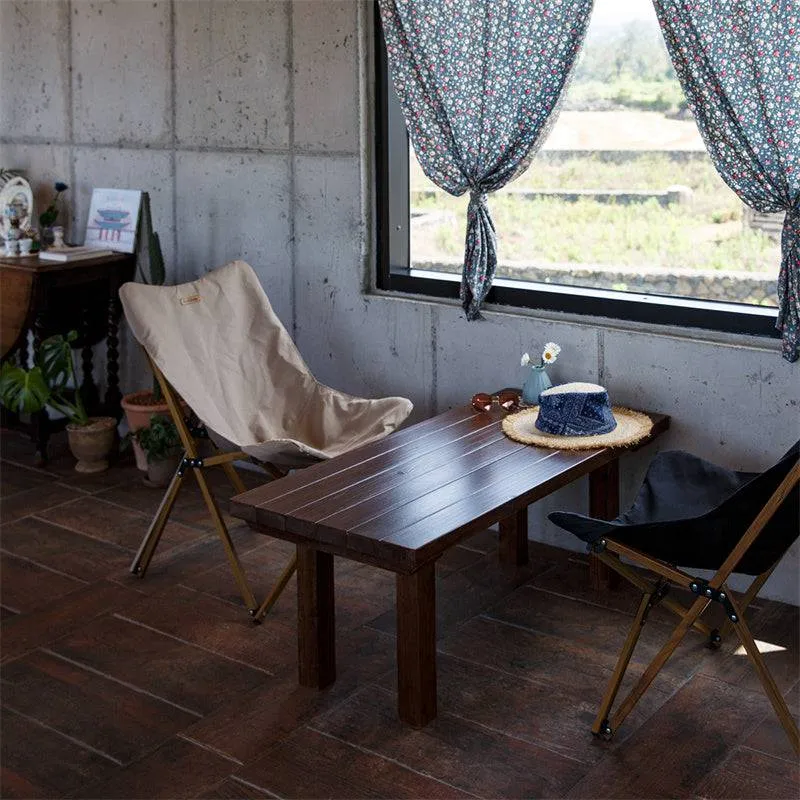 MW01 Wooden Grain Folding Moon Chair