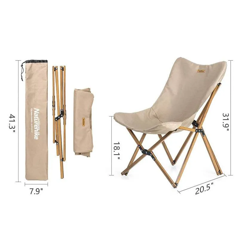MW01 Wooden Grain Folding Moon Chair