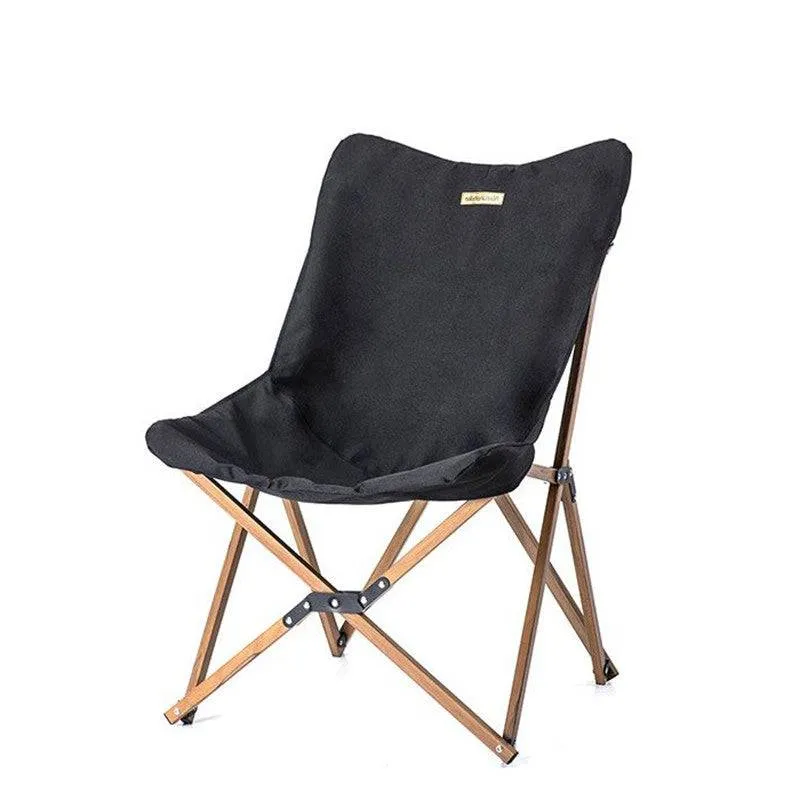MW01 Wooden Grain Folding Moon Chair