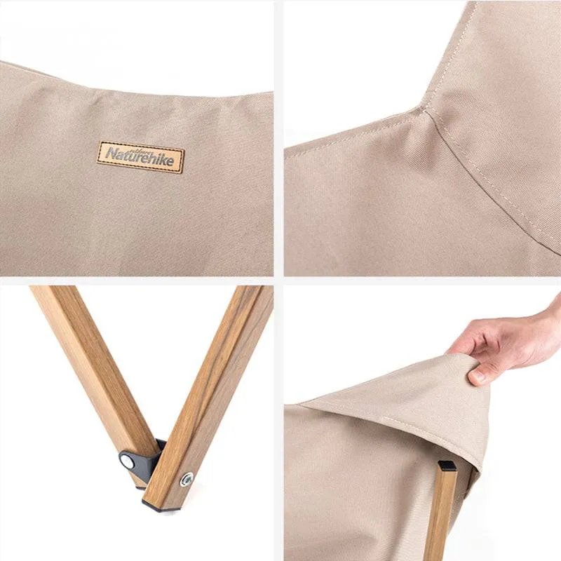 MW01 Wooden Grain Folding Moon Chair