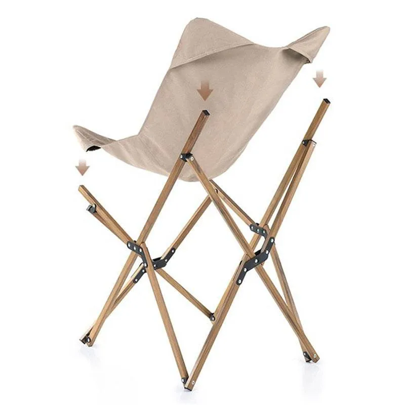 MW01 Wooden Grain Folding Moon Chair