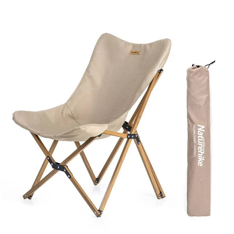 MW01 Wooden Grain Folding Moon Chair