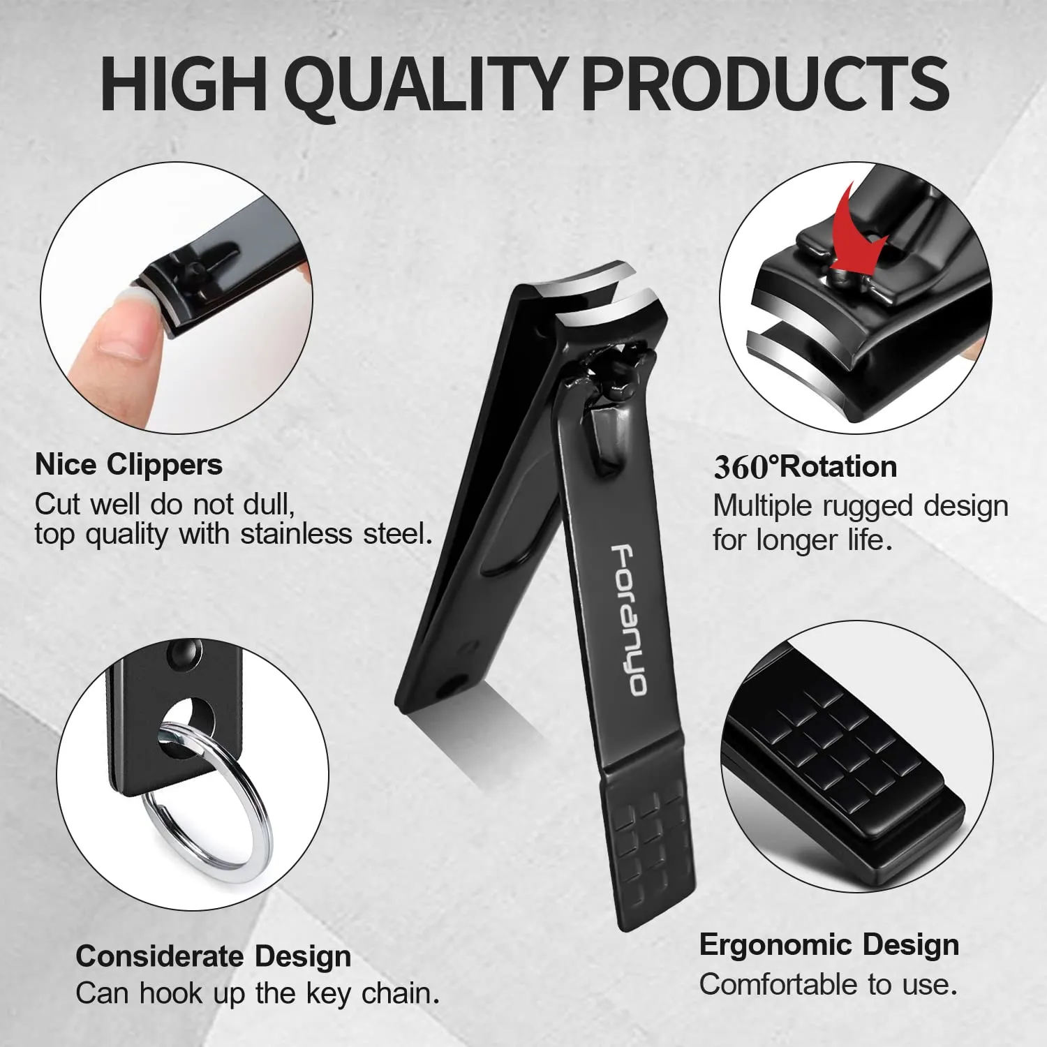 Nail Clippers, 5 Pack Toenail Clippers Fingernail Clipper Nail Clippers for Men Women Adult, Nail Cutter Nail Clippers Set for Thick Toenails-[Black]