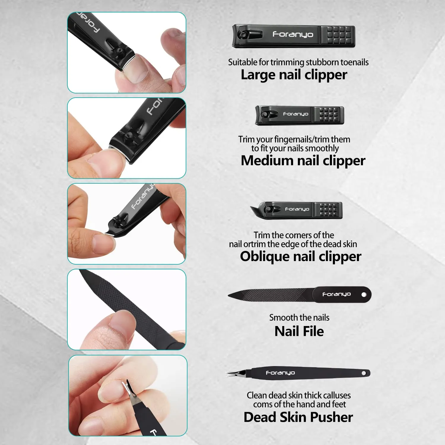 Nail Clippers, 5 Pack Toenail Clippers Fingernail Clipper Nail Clippers for Men Women Adult, Nail Cutter Nail Clippers Set for Thick Toenails-[Black]