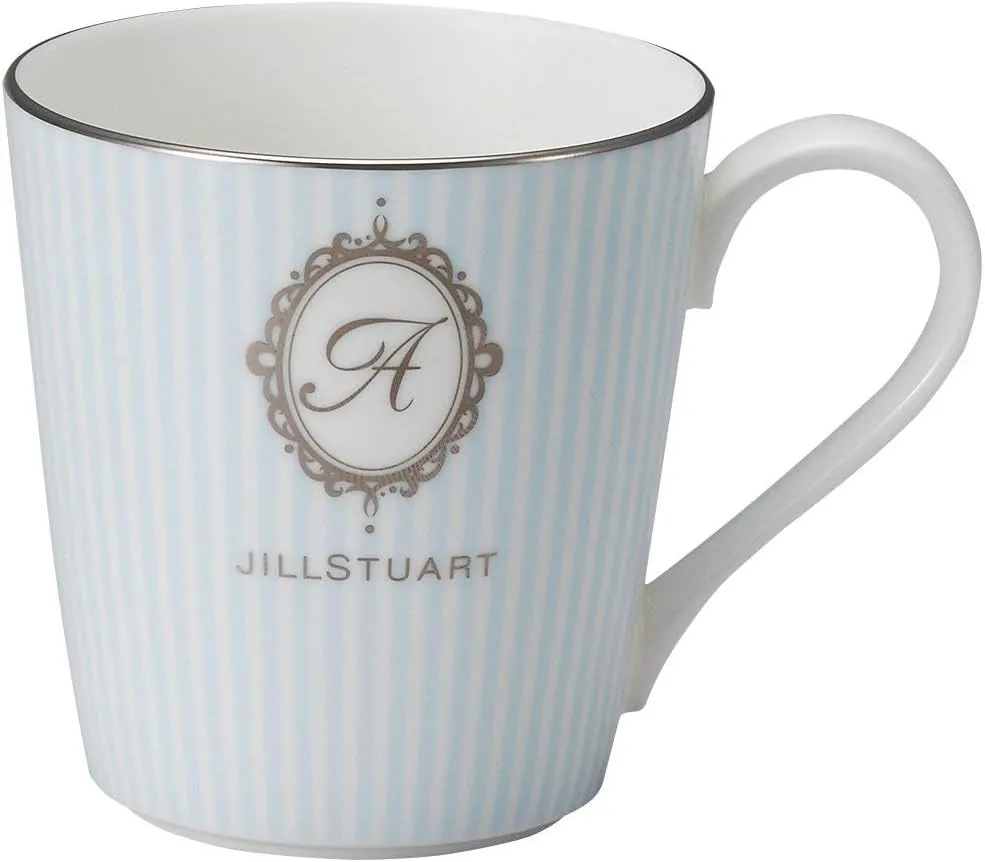 NARUMI(ナルミ) Jill Stuart 51916-2773AZ Mug, 10.8 fl oz (290 cc), Initial (A), Blue, Striped, Stylish, Cute, Wedding Gift, Made in Japan, Comes with Gift Box, Wrapped