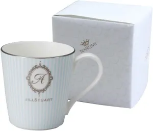 NARUMI(ナルミ) Jill Stuart 51916-2773AZ Mug, 10.8 fl oz (290 cc), Initial (A), Blue, Striped, Stylish, Cute, Wedding Gift, Made in Japan, Comes with Gift Box, Wrapped