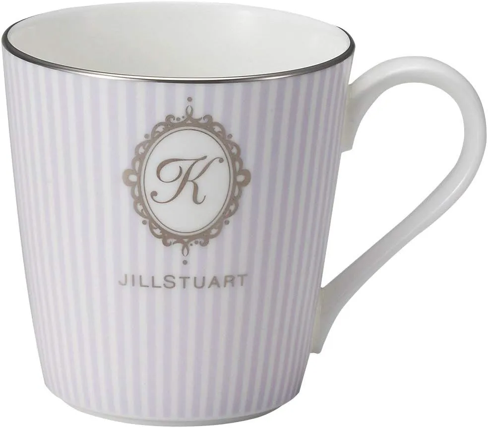 Narumi Jill STUART 51917-2773AZ Initial (K) Mug, 9.8 fl oz (290 cc), Purple, Striped, Stylish, Cute, Wedding Gift, Gift, Made in Japan, Gift Box Included, Wrapped