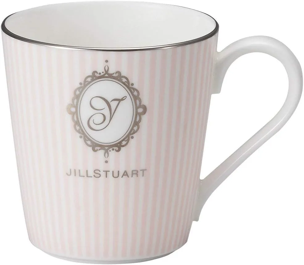 Narumi Jill STUART 51920-2773AZ Initial (Y) Mug, 9.8 fl oz (290 cc), Pink, Striped, Stylish, Cute, Wedding Gift, Gift, Made in Japan, Gift Box Included, Wrapped